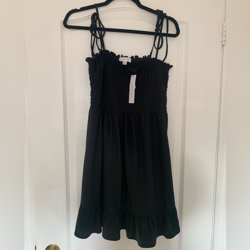 Topshop Black Mini Ruffle Dress - Size 10